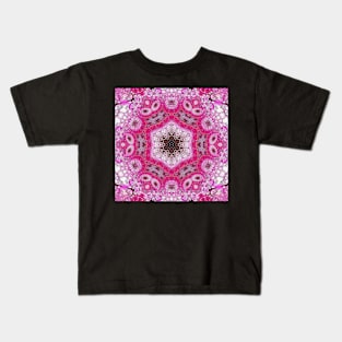 A pink snowflake-like kaleidoscope Kids T-Shirt